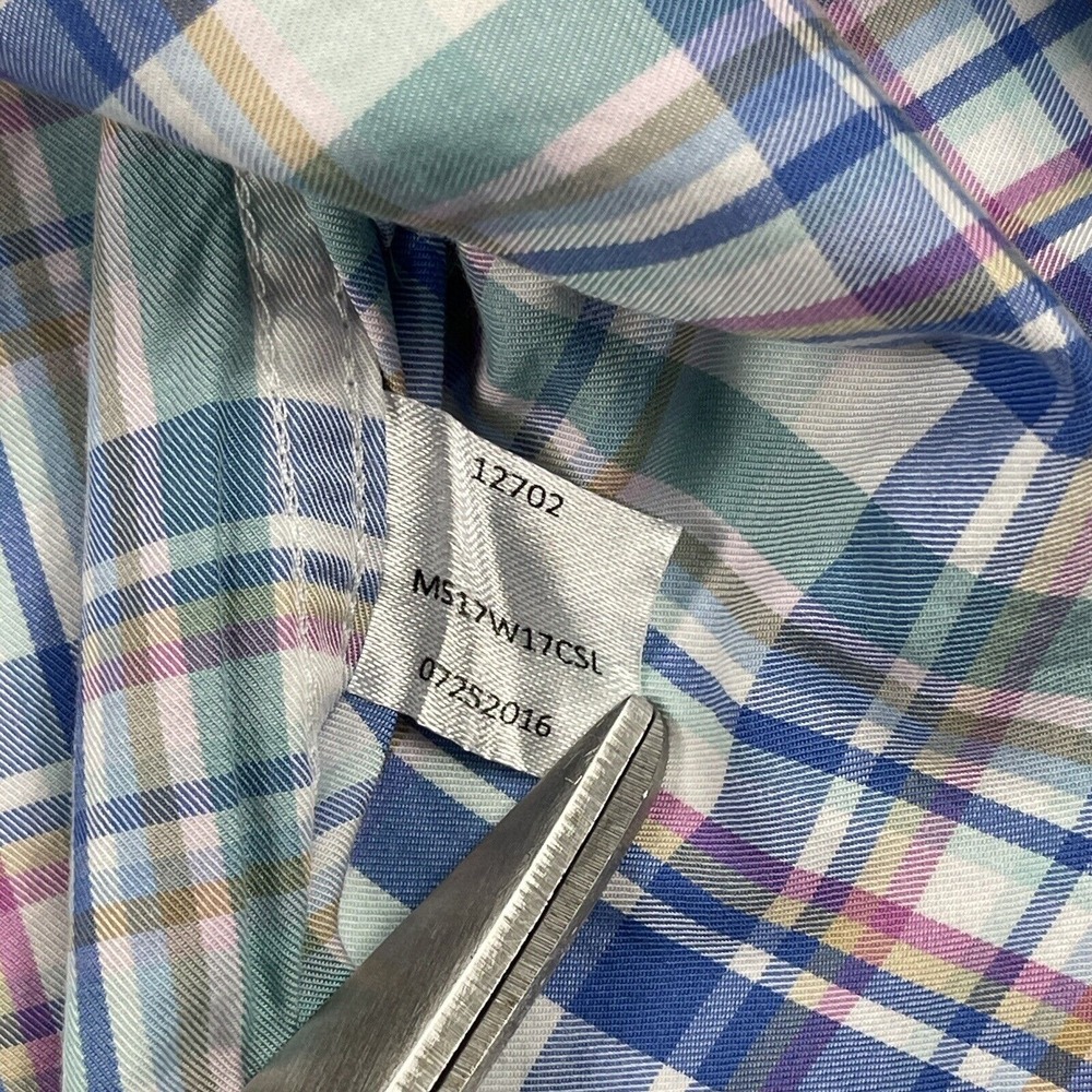 Peter Millar Shirt Mens Large Plaid Multicolor Pastel Party Office Casual Preppy - Picture 10 of 13